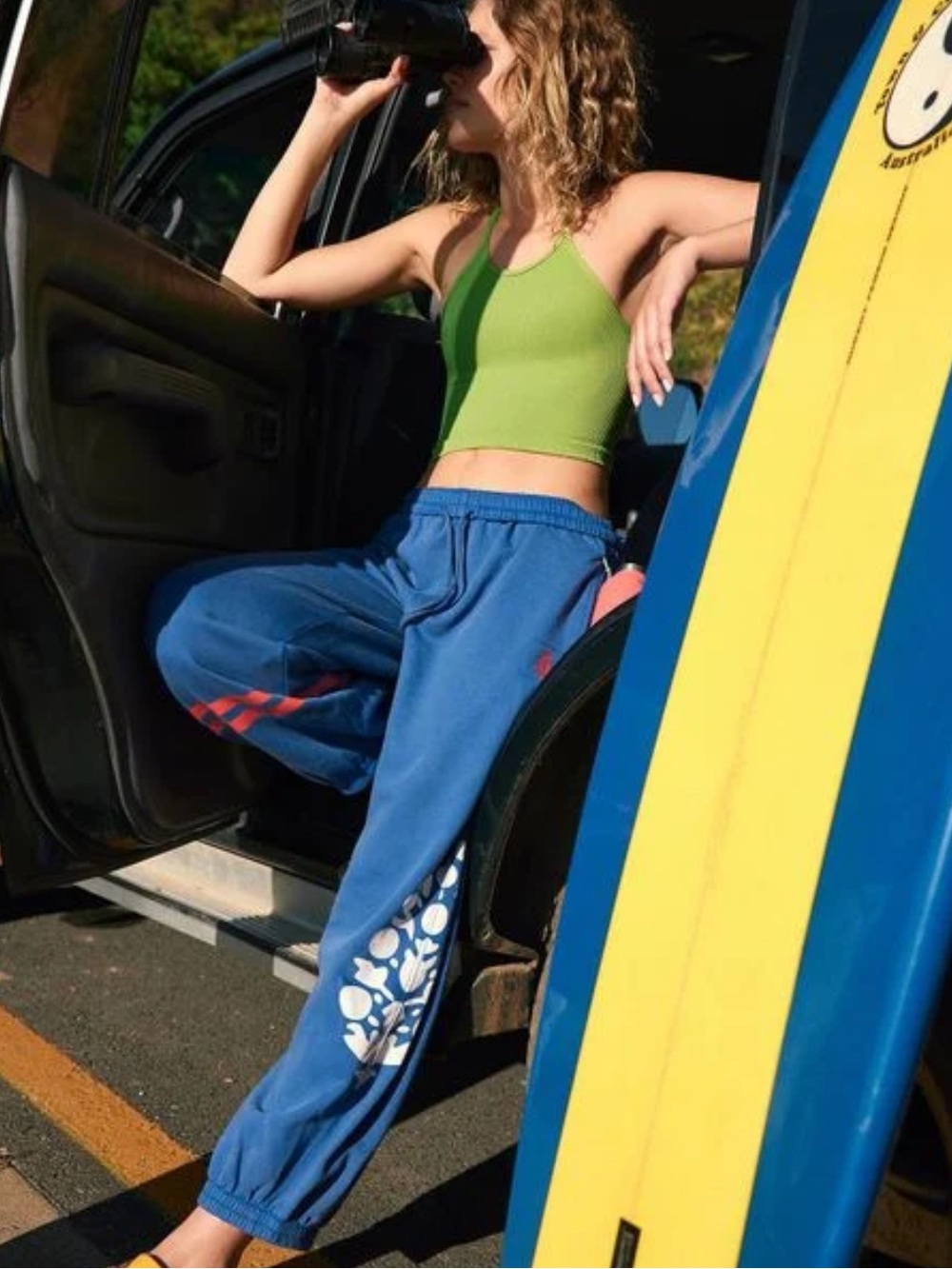 !!!NWT!!!! ALL STAR GRAPHIC LOGO PANTS IN COBALT/GRAPEFRUIT COMBO BY FREE PEOPLE - Picture 3 of 11